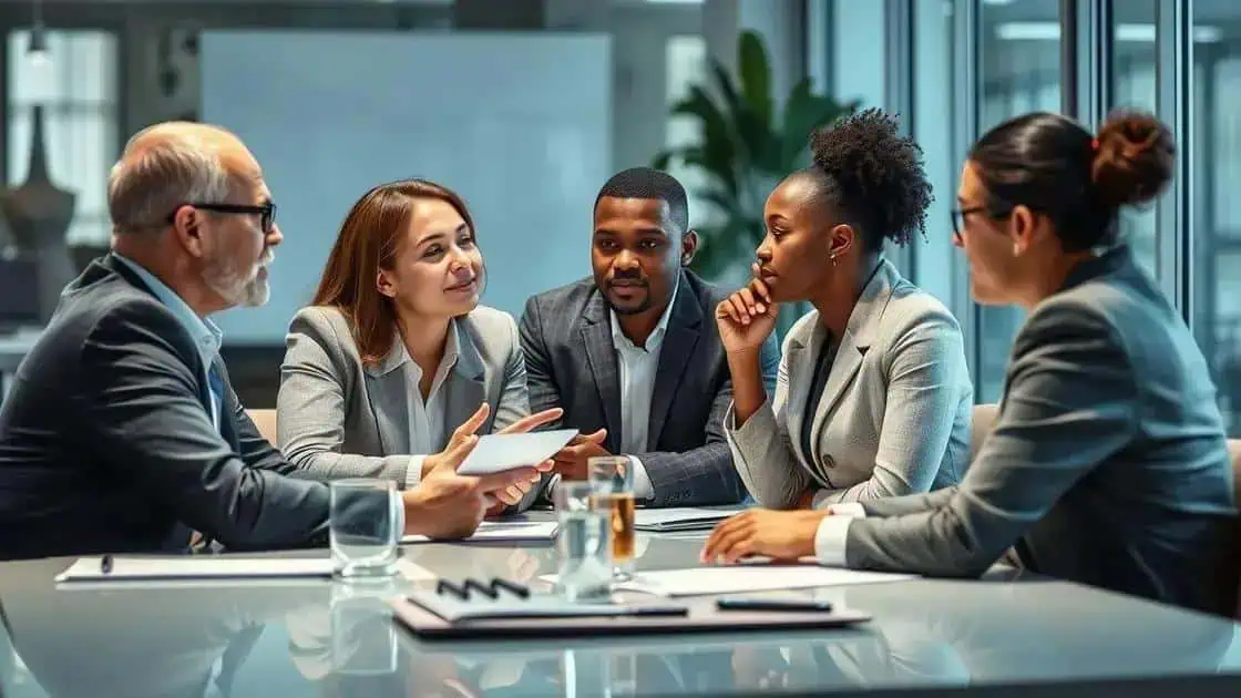 Consultores jurídicos em reunião de negócios para discutir estratégias de direito empresarial e compliance no escritório de advocacia Direito Hoje Notícias.