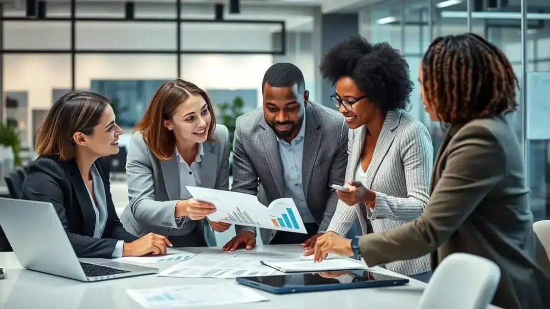 Profissionais de direito discutindo estratégias e análises de jurisprudência em ambiente corporativo, representando notícias de direito e atualidades jurídicas.