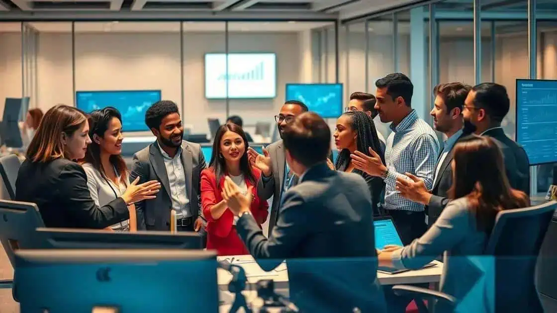 Profissionais de negócios em reunião de equipe no escritório, discutindo estratégias e compartilhando ideias para o sucesso empresarial segundo direitos hoje notícias.