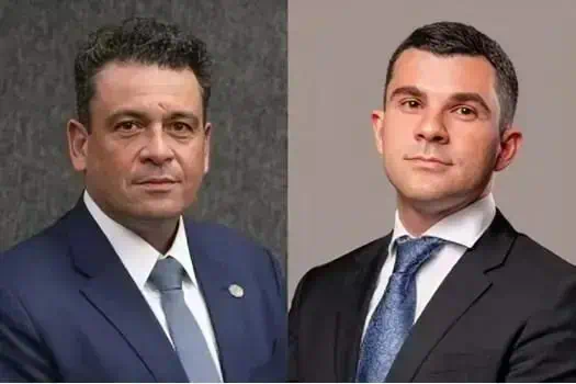 Homens de terno em fotos profissionais, representando figuras do direito, promovendo confiança e autoridade na área jurídica.