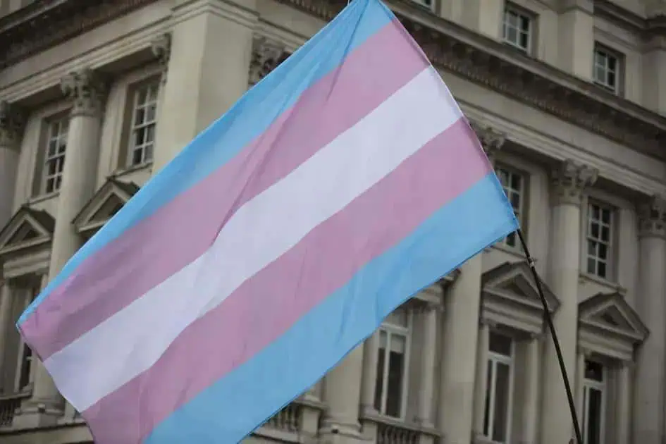 Transgênero bandeira, direitos LGBTQIA+, visibilidade e inclusão, símbolo de luta por igualdade, direitos civis, ativismo e diversidade, direitos humanos, representatividade e respeito, tendências na mídia, direito à cidadania.