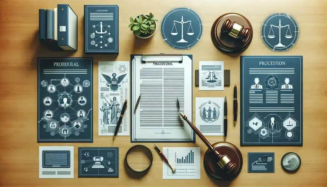 Direito hoje notícias sobre processos judiciais, leis e jurisprudência em um ambiente de estudo com documentos, balanças, martelo de juiz e materiais jurídicos.