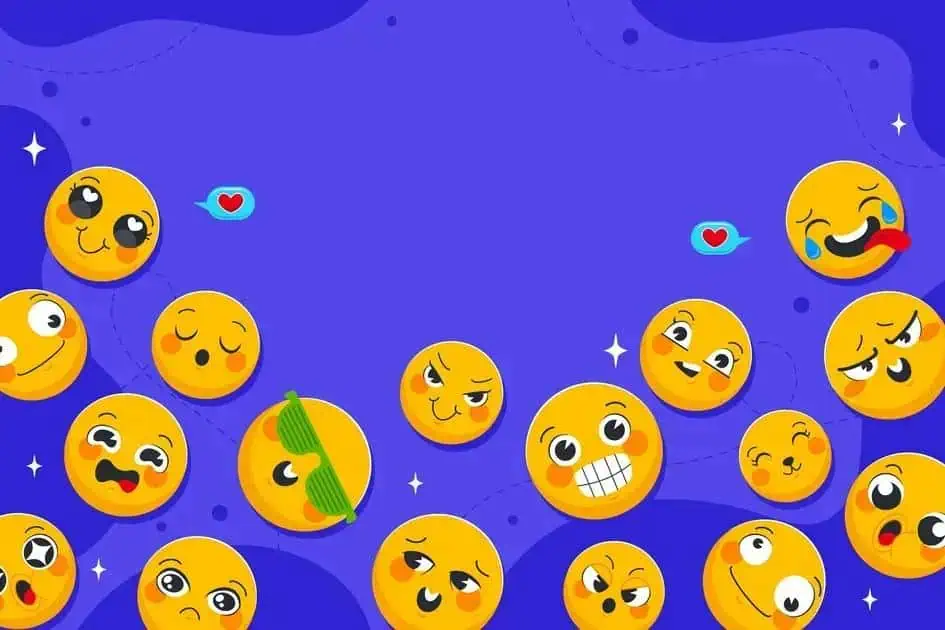 Emoji de bufão triste e feliz, emoticons de caras expressivas, humor e emoções em linguagem visual para contexto de direito e notícias legais, emojis alegres e tristes.