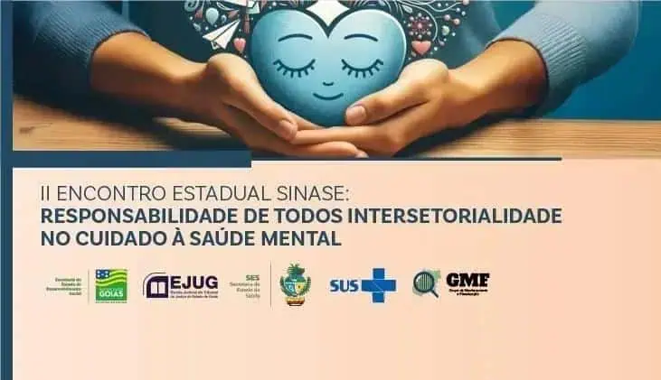 Placas de mãos segurando coração com expressão tranquila, promovendo saúde mental e bem-estar emocional.