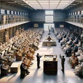 Audiência em sala de tribunal com juízes, advogados e público, representando o setor jurídico e notícias de direito no Brasil.