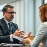 Advogado explicando direitos e orientações jurídicas para a cliente em escritório de advocacia, foco em notícias de direito e atualidades jurídicas no Portal Direito Hoje Notícias.