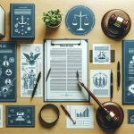 Direito hoje notícias sobre processos judiciais, leis e jurisprudência em um ambiente de estudo com documentos, balanças, martelo de juiz e materiais jurídicos.