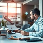 Profissional trabalhando em escritório com computador, analisando dados e notícias jurídicas, foco em direito, direito hoje notícias, informações atualizadas sobre legislação e jurisprudência.
