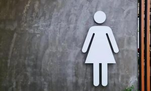Privacidade feminina, sinalização de banheiro feminino, acessibilidade para mulheres, símbolo de toalete feminino.