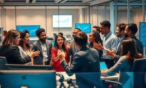 Profissionais de negócios em reunião de equipe no escritório, discutindo estratégias e compartilhando ideias para o sucesso empresarial segundo direitos hoje notícias.