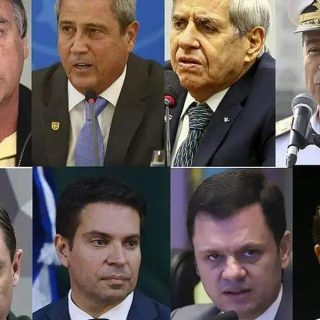 Politicos brasileiros, lideranças militares, presidentes e autoridades públicas em discussão política, temas de direito e notícias relevantes no Brasil.